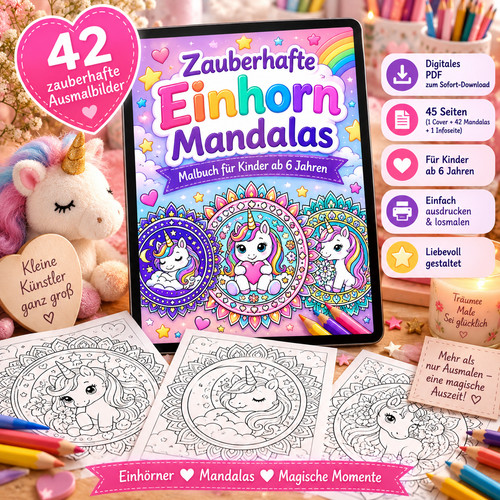 Einhorn mandala malbuch - einhorn,